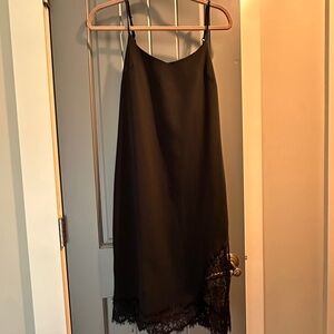 Leith Black Slip Dress with Lace Trim - XS